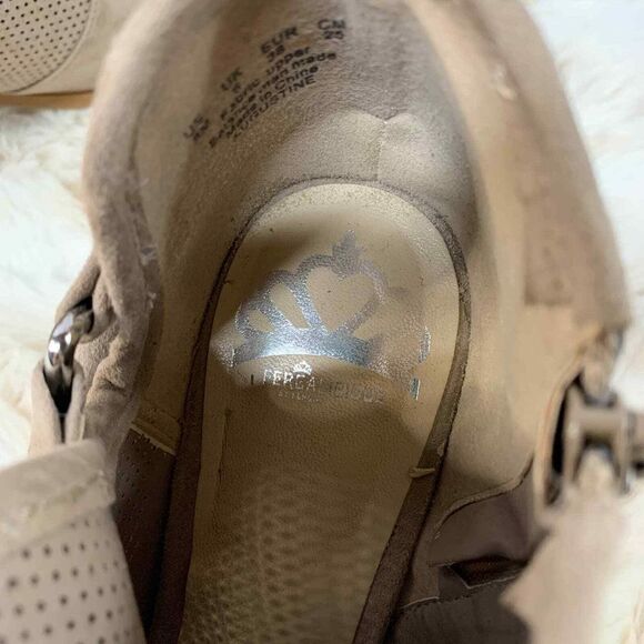 Fergalicious Augustine Tan Performated Peep Toe Booties Size 8 - Picture 7 of 8